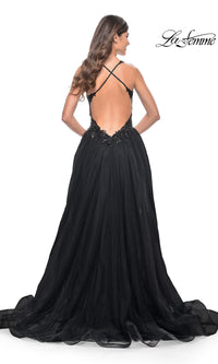 La Femme Beaded-Bodice Long A-Line Prom Gown 31471