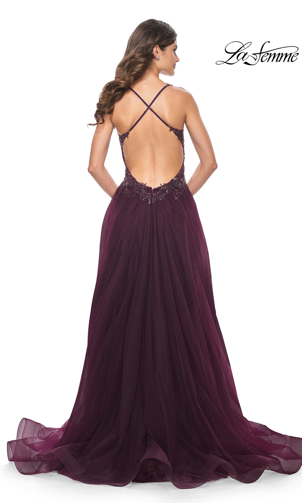 La Femme Beaded-Bodice Long A-Line Prom Gown 31471