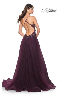 La Femme Beaded-Bodice Long A-Line Prom Gown 31471