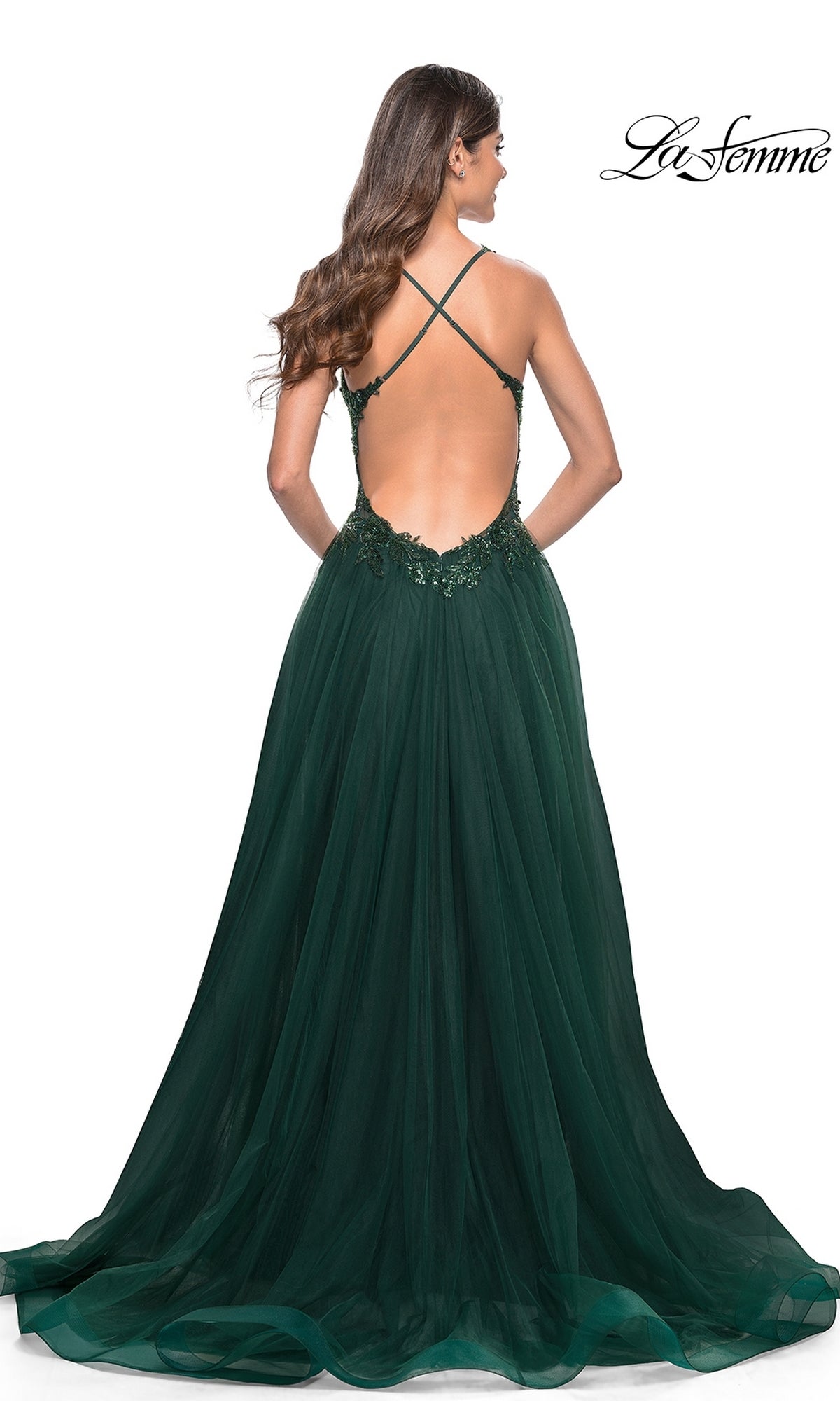 La Femme Beaded-Bodice Long A-Line Prom Gown 31471