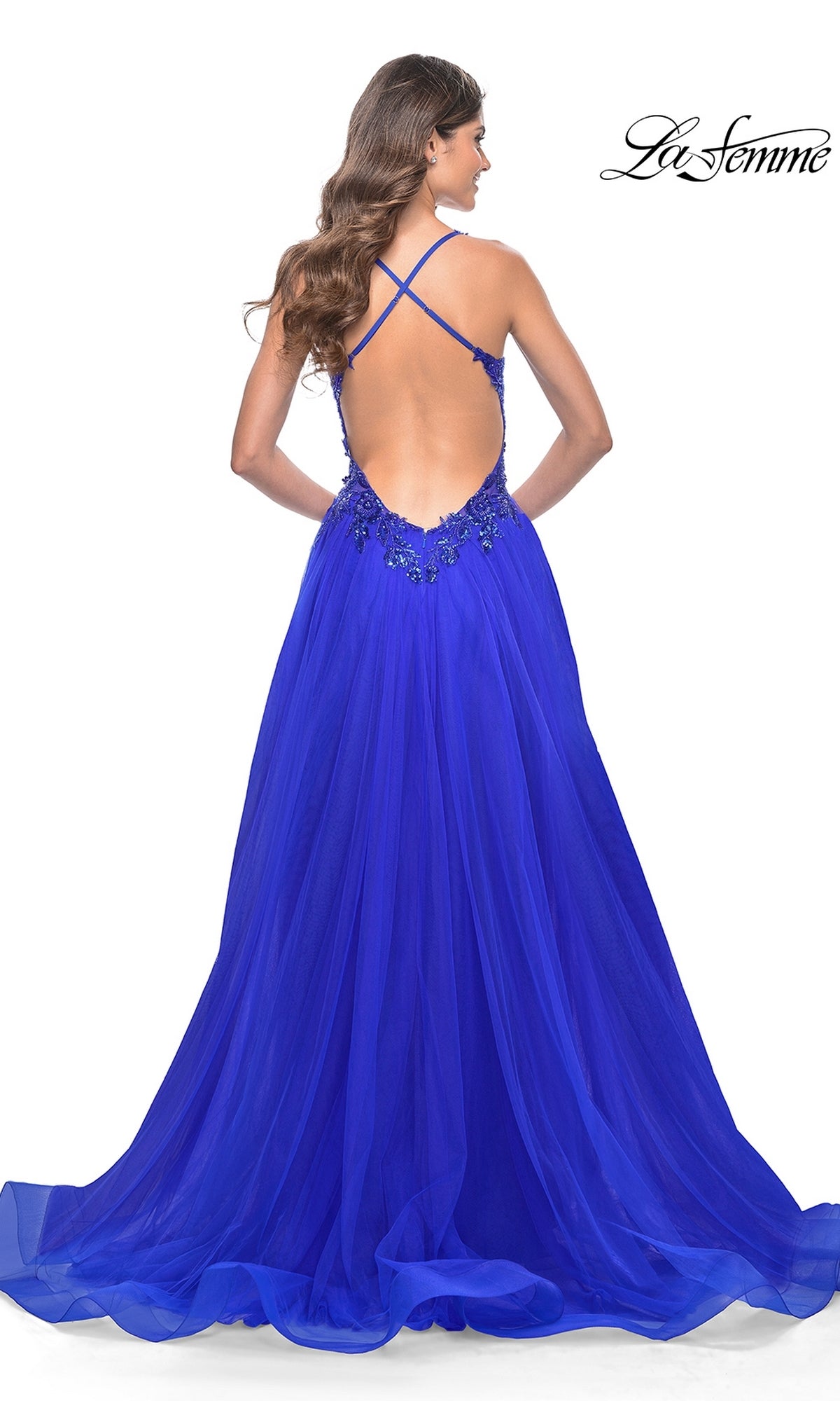 La Femme Beaded-Bodice Long A-Line Prom Gown 31471