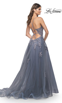 La Femme Plunging V-Neck Long Prom Ball Gown 31472