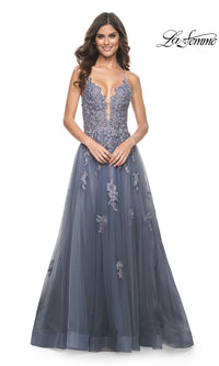 La Femme Plunging V-Neck Long Prom Ball Gown 31472