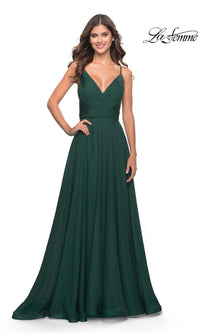 La Femme V-Neck Long A-Line Prom Dress 31500