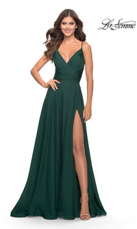 La Femme V-Neck Long A-Line Prom Dress 31500