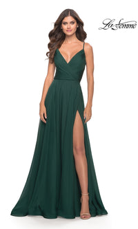 La Femme V-Neck Long A-Line Prom Dress 31500