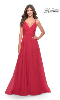 La Femme V-Neck Long A-Line Prom Dress 31500