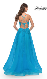 La Femme Strappy-Back Long A-Line Prom Dress 31503