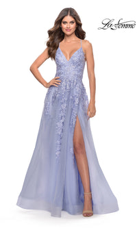 La Femme Strappy-Back Long A-Line Prom Dress 31503