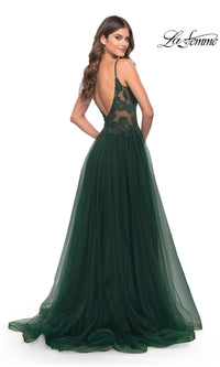 Lace-Bodice Long Tulle Prom Dress: La Femme 31507