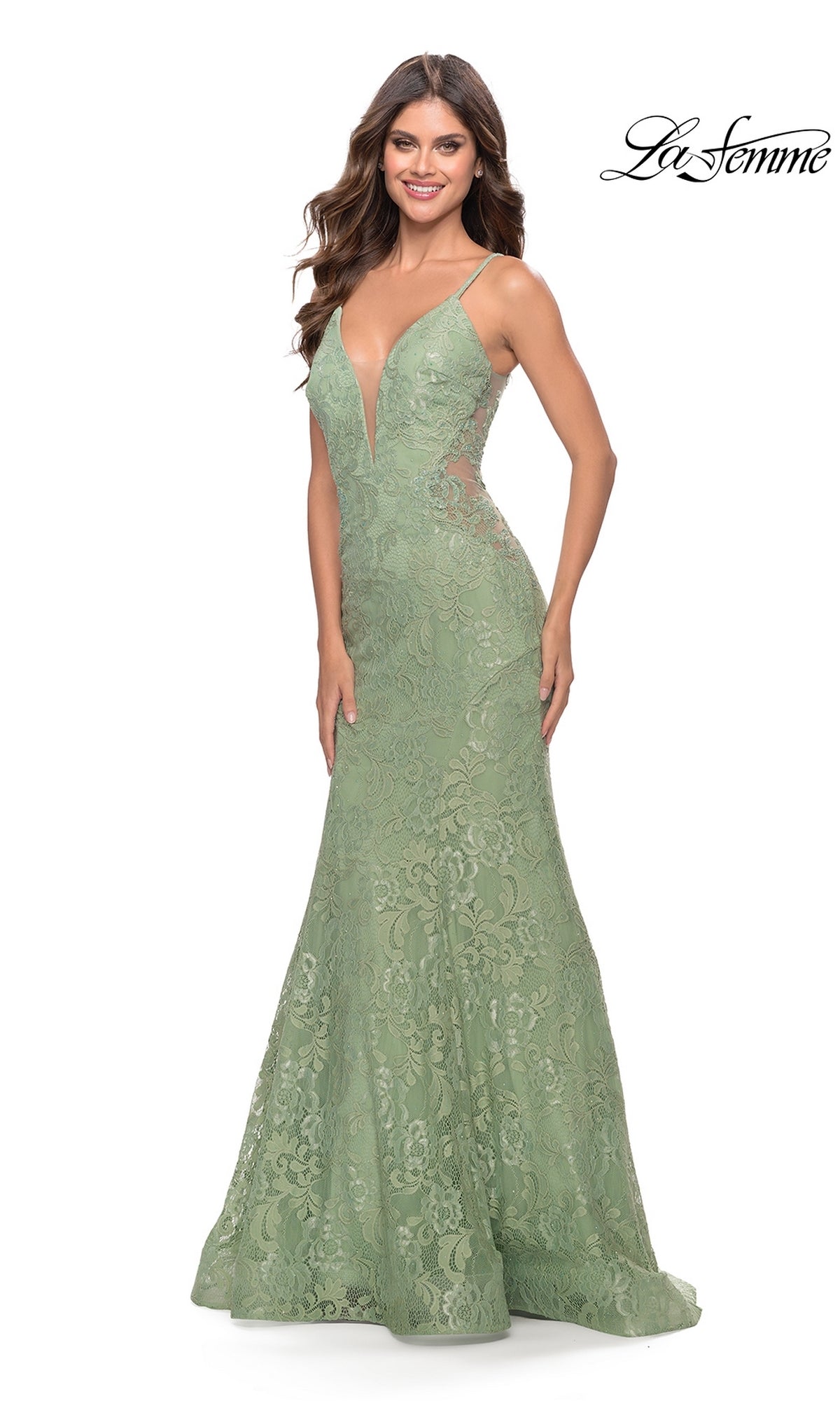 Long Lace Mermaid Prom Dress: La Femme 31512