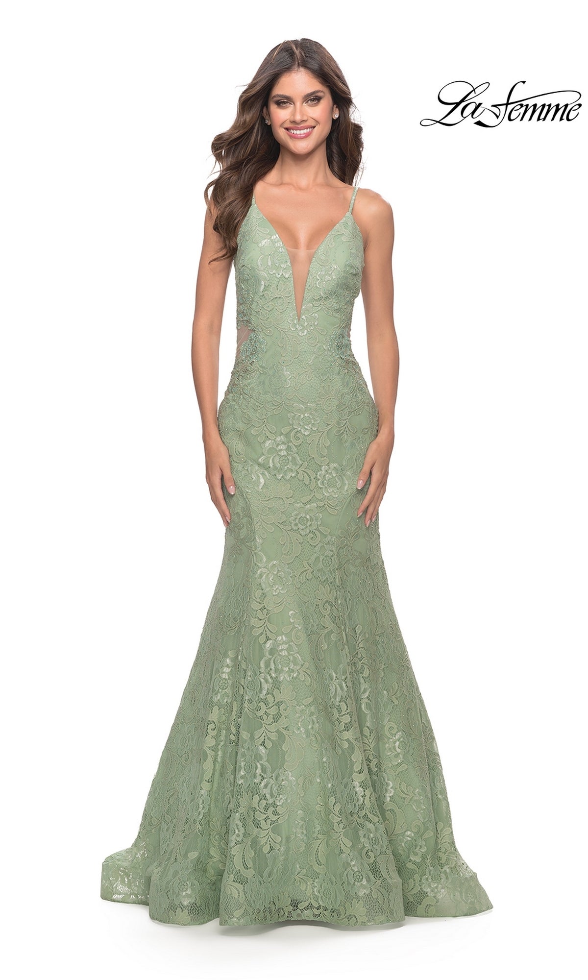 Long Lace Mermaid Prom Dress: La Femme 31512