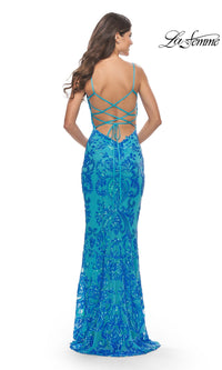 Open-Back Long Sequin Prom Dress: La Femme 31521