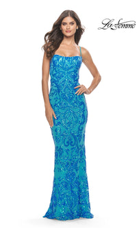 Open-Back Long Sequin Prom Dress: La Femme 31521