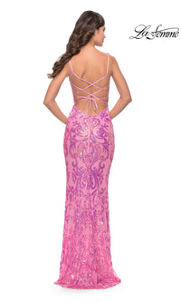 Open-Back Long Sequin Prom Dress: La Femme 31521