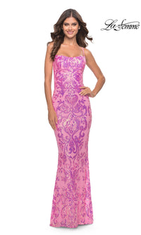 Open-Back Long Sequin Prom Dress: La Femme 31521