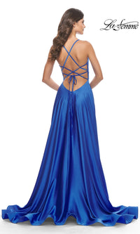 Deep V-Neck Long A-Line Prom Dress: La Femme 31533