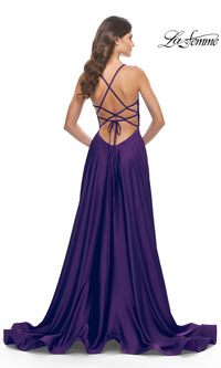 Deep V-Neck Long A-Line Prom Dress: La Femme 31533