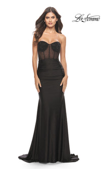 Strapless Long Black Prom Dress: La Femme 31566