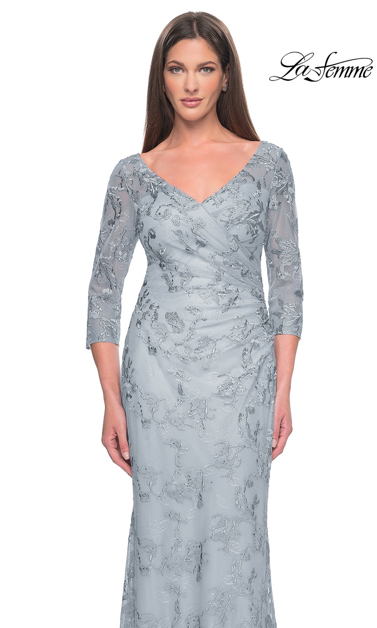 La Femme Embroidered Lace Pastel Formal Dress 31684