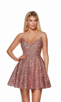 Mauve Pink Short Sequin Homecoming Dress 3176