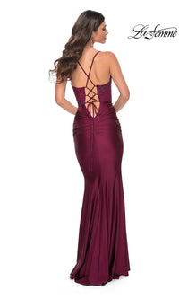 La Femme Sheer-Lace-Corset Long Prom Dress 31857