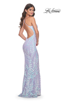 Open-Back La Femme Long Sequin Prom Dress 31944