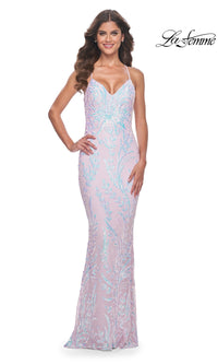 Open-Back La Femme Long Sequin Prom Dress 31944