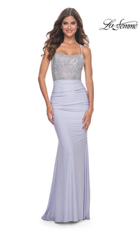 La Femme Beaded-Bodice Tight Long Prom Dress 31989