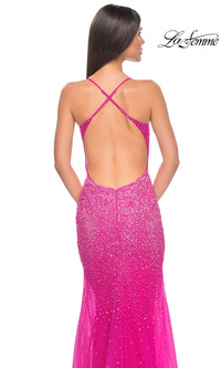 La Femme Sheer-Waist Long Beaded Prom Dress 32007