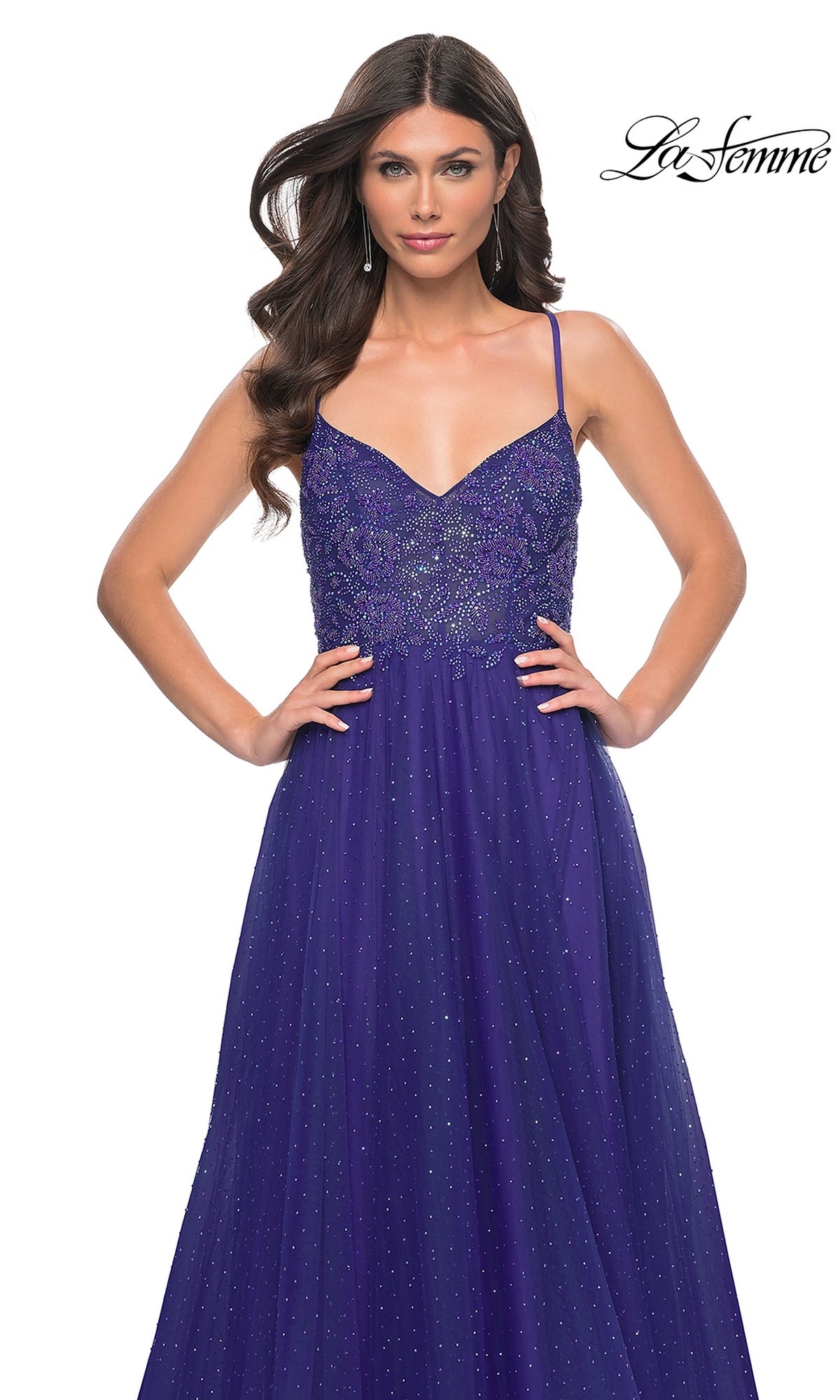 La Femme Beaded Long A-Line Prom Dress 32020