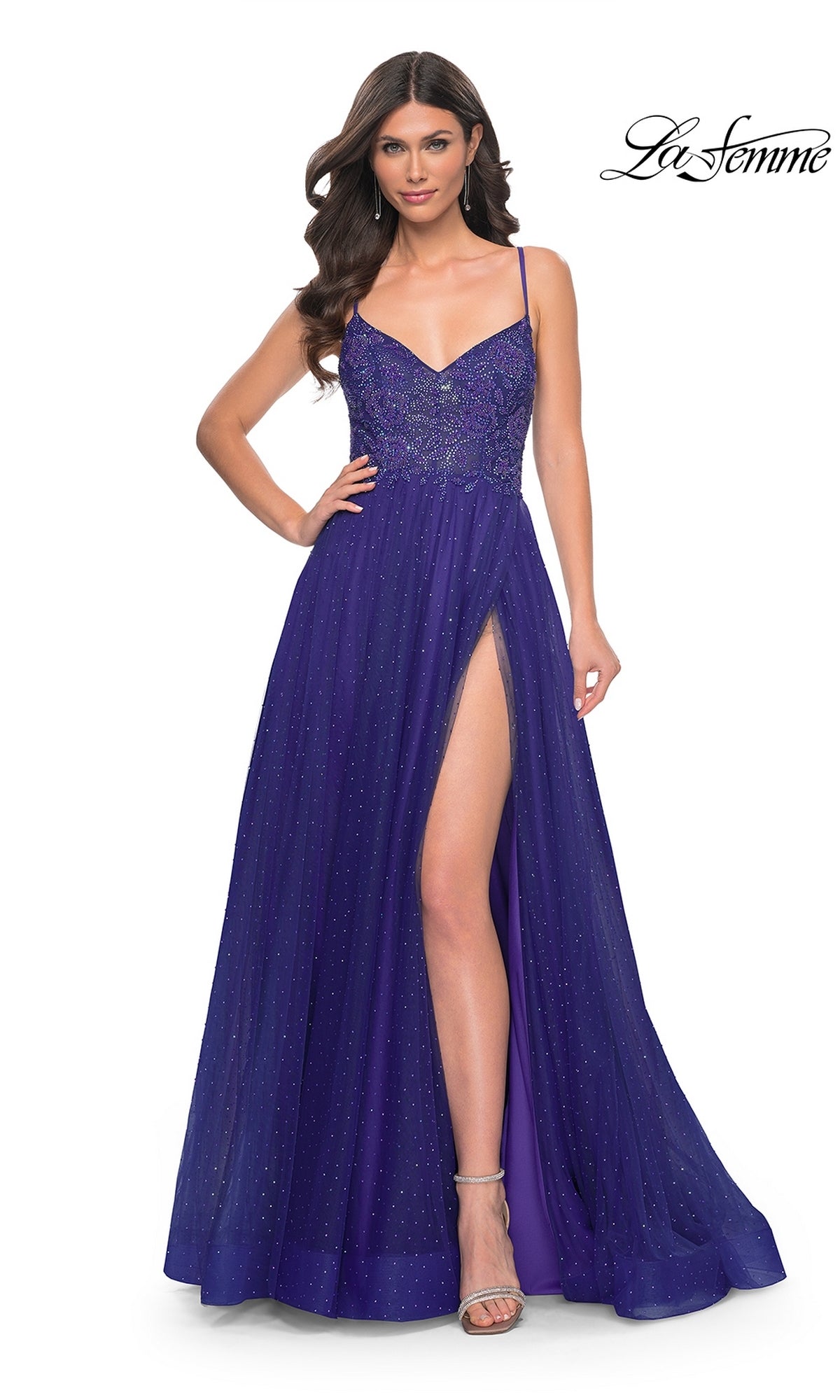 La Femme Beaded Long A-Line Prom Dress 32020