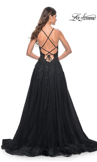 La Femme Embroidered-Lace Long Prom Gown 32022