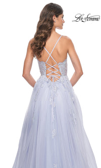 La Femme Sheer-Corset Long A-Line Prom Dress 32028