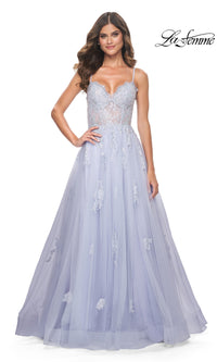 La Femme Sheer-Corset Long A-Line Prom Dress 32028