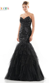 Strapless Long Sequin Mermaid Prom Dress 3202