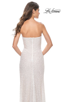 La Femme Strapless Long White Prom Dress 32045