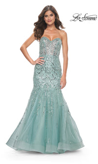 La Femme Strapless Long Mermaid Prom Dress 32053