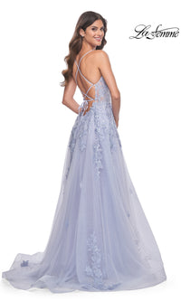 La Femme Embroidered-Lace Long Prom Dress 32062