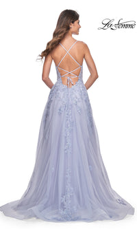 La Femme Embroidered-Lace Long Prom Dress 32062