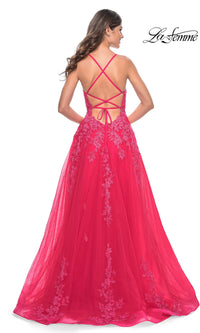 La Femme Embroidered-Lace Long Prom Dress 32062