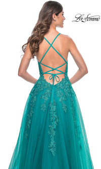 La Femme Embroidered-Lace Long Prom Dress 32062