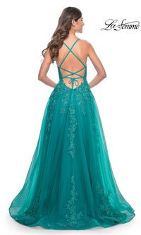 La Femme Embroidered-Lace Long Prom Dress 32062