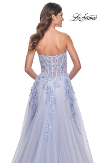 La Femme Strapless Long A-Line Corset Prom Dress 32082