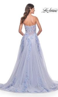 La Femme Strapless Long A-Line Corset Prom Dress 32082