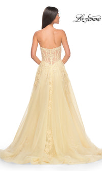 La Femme Strapless Long A-Line Corset Prom Dress 32082