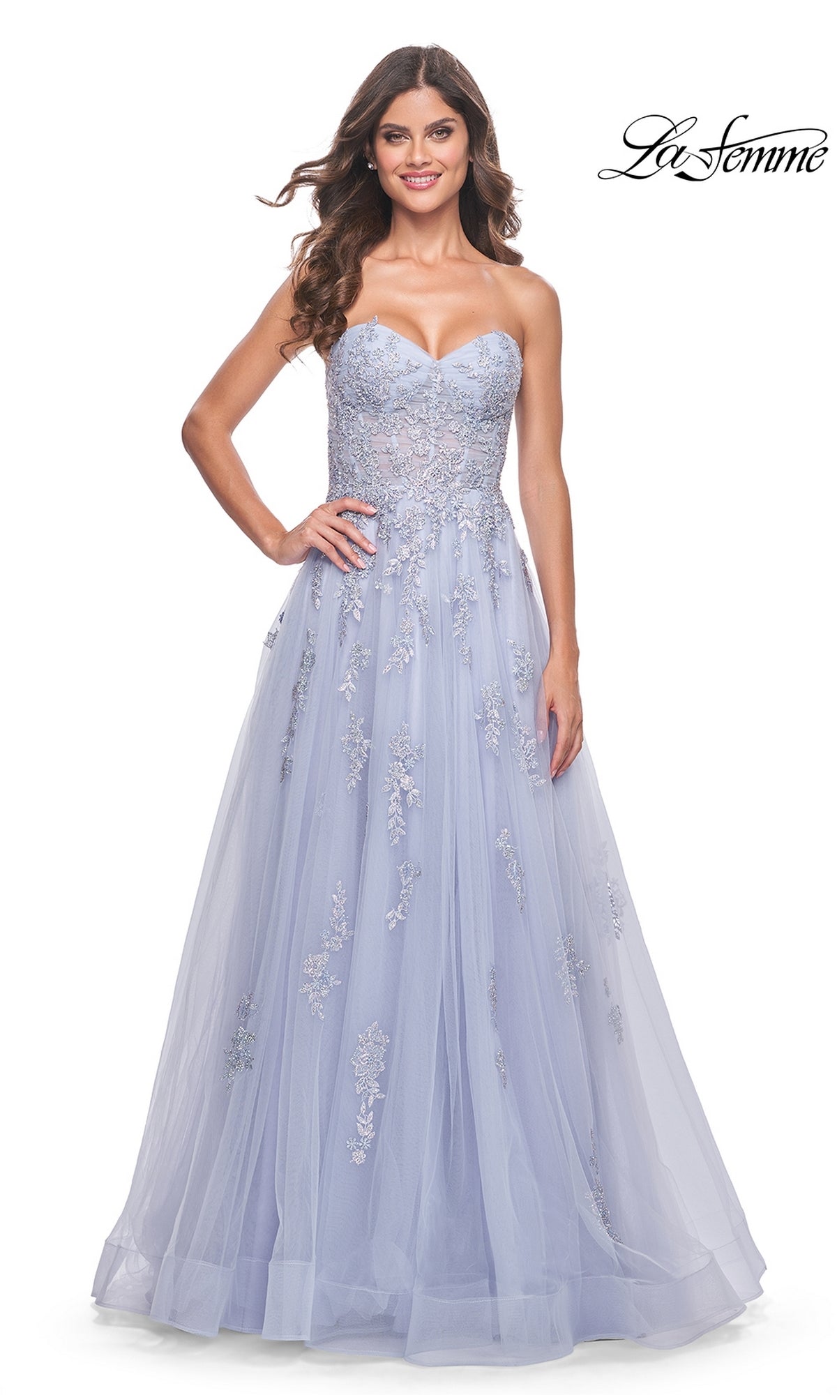 La Femme Backless Strapless Long Prom Dress 32084