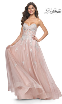 La Femme Strapless Long A-Line Prom Dress 32111