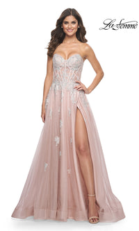 La Femme Strapless Long A-Line Prom Dress 32111