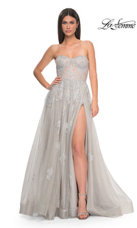 La Femme Strapless Long A-Line Prom Dress 32111